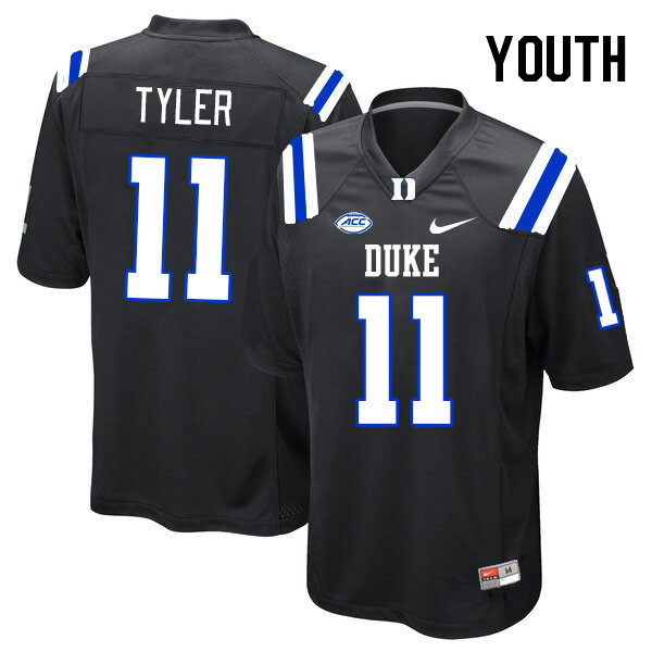 Youth #11 Chase Tyler Duke Blue Devils College Football Jerseys Stitched-Black